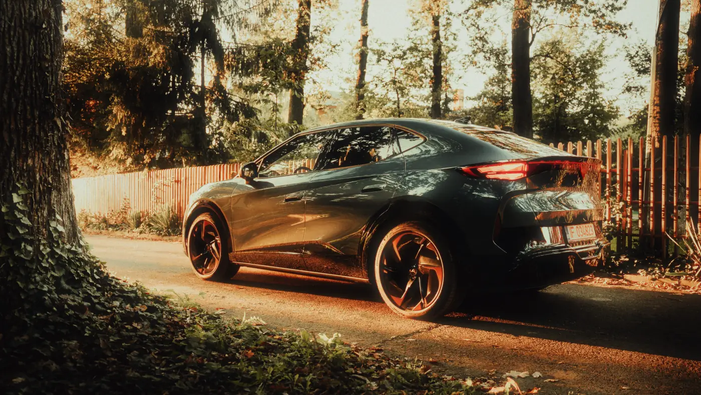 Cupra Tavascan - golden hour rear three-quarter